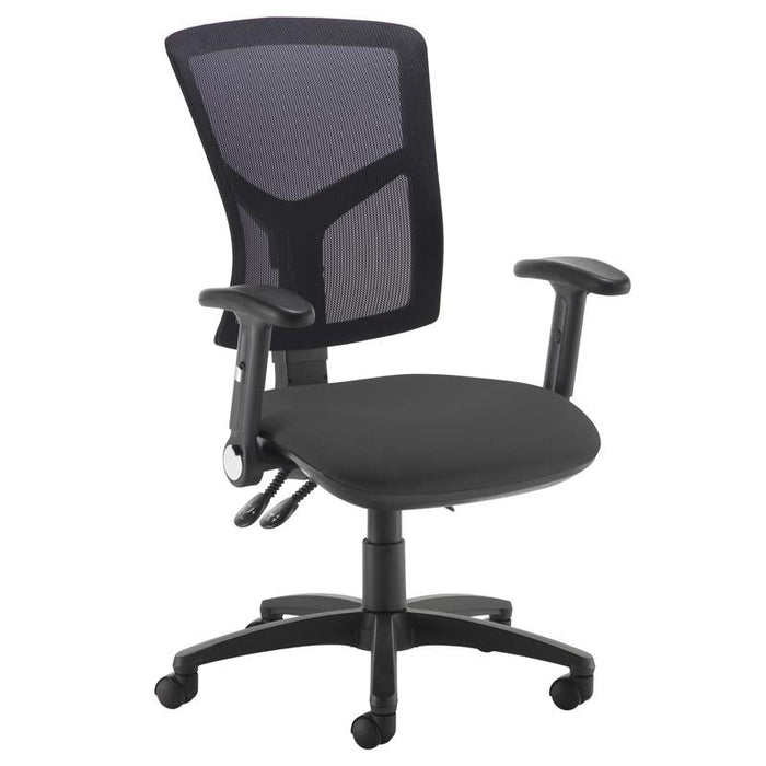 Senza high mesh back operator chair with folding arms Seating Dams Black 