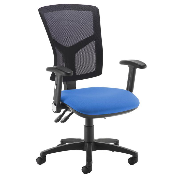 Senza high mesh back operator chair with folding arms Seating Dams Blue 
