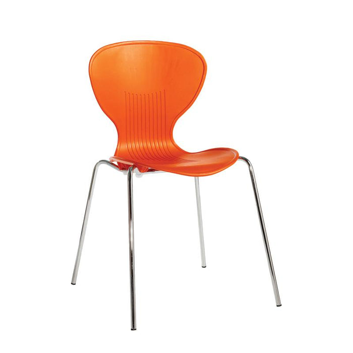 Sienna one piece shell chair with chrome legs (pack of 4) Seating Dams Orange 