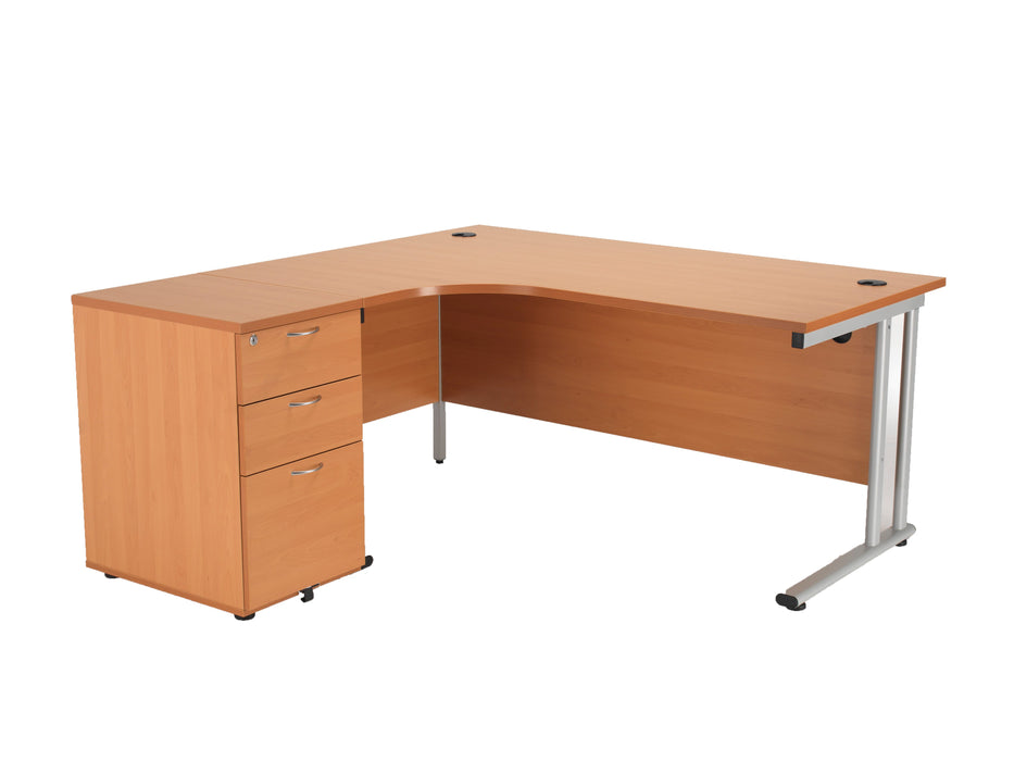 Start Next Day Delivery 1600mm Corner Desk & Pedestal Bundle Rectangular Office Desks TC Group Beech Left 