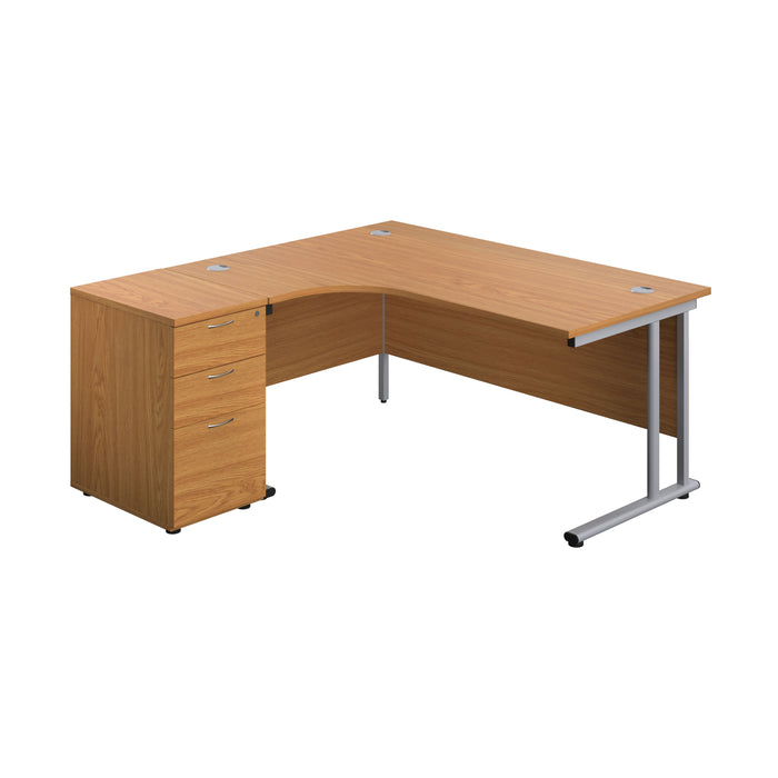 Start Next Day Delivery 1600mm Corner Desk & Pedestal Bundle Rectangular Office Desks TC Group Oak Left 