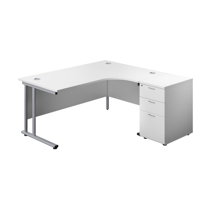 Start Next Day Delivery 1600mm Corner Desk & Pedestal Bundle Rectangular Office Desks TC Group White Right 