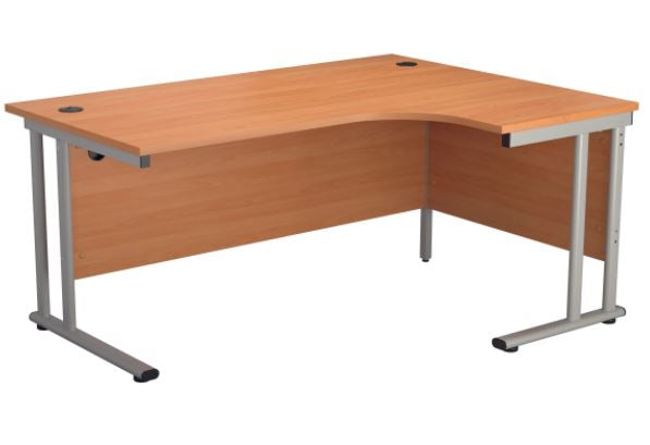 Start Next Day Delivery 1600mm x 1200mm Beech Corner Office Desk WORKSTATIONS > desks > home office desks > next day delivery desks TC Group Beech Silver Right Hand