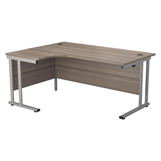 Start Next Day Delivery 1600mm x 1200mm Grey Oak Corner Office Desk WORKSTATIONS > desks > home office desks > next day delivery desks TC Group Grey Oak Silver Left Hand