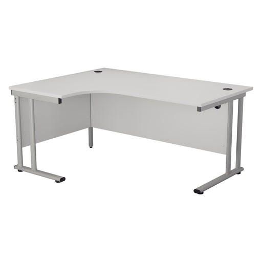 Start Next Day Delivery 1800mm x 1200mm Corner Office Desk WORKSTATIONS TC Group White Silver Left Hand