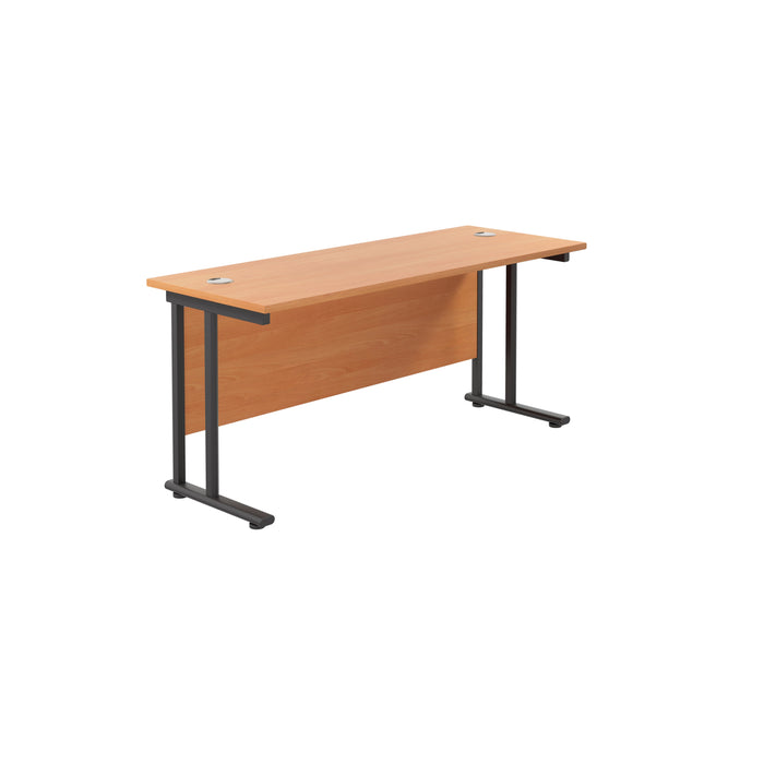 Start Next Day Delivery 600mm Deep Beech Cantilever Office Desk WORKSTATIONS TC Group Beech Black 1400mm x 600mm