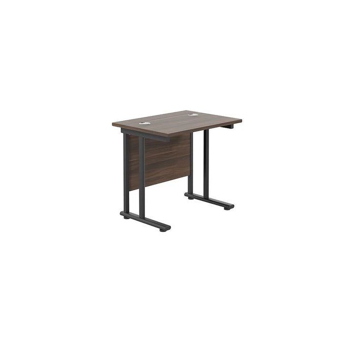 Start Next Day Delivery 600mm Deep Cantilever Office Desk Walnut WORKSTATIONS TC Group Walnut Black 800mm x 600mm