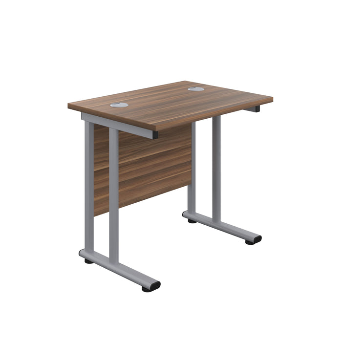 Start Next Day Delivery 600mm Deep Cantilever Office Desk Walnut WORKSTATIONS TC Group Walnut Silver 800mm x 600mm