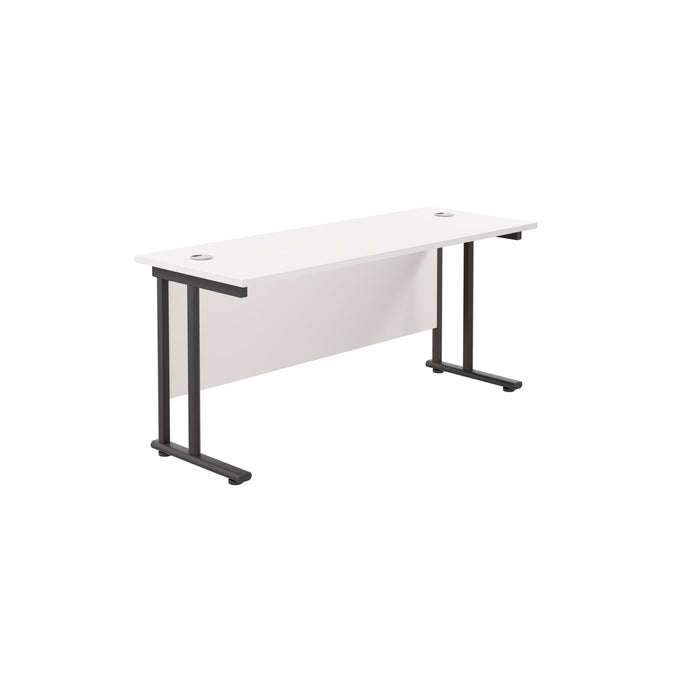 Start Next Day Delivery 600mm Deep Cantilever Office Desk Walnut WORKSTATIONS TC Group White Black 1200mm x 600mm