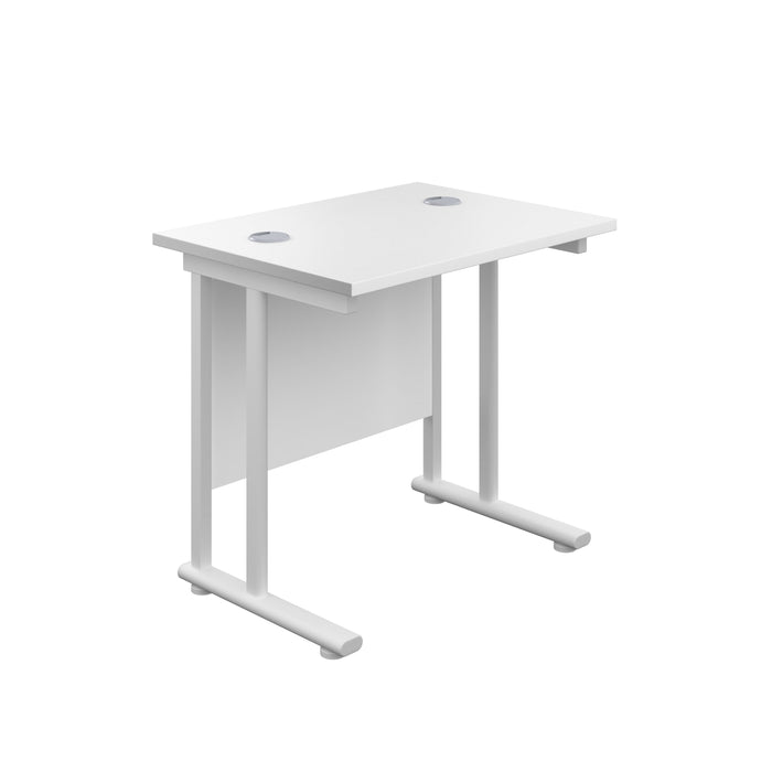 Start Next Day Delivery 600mm Deep Cantilever Office Desk Walnut WORKSTATIONS TC Group White White 800mm x 600mm