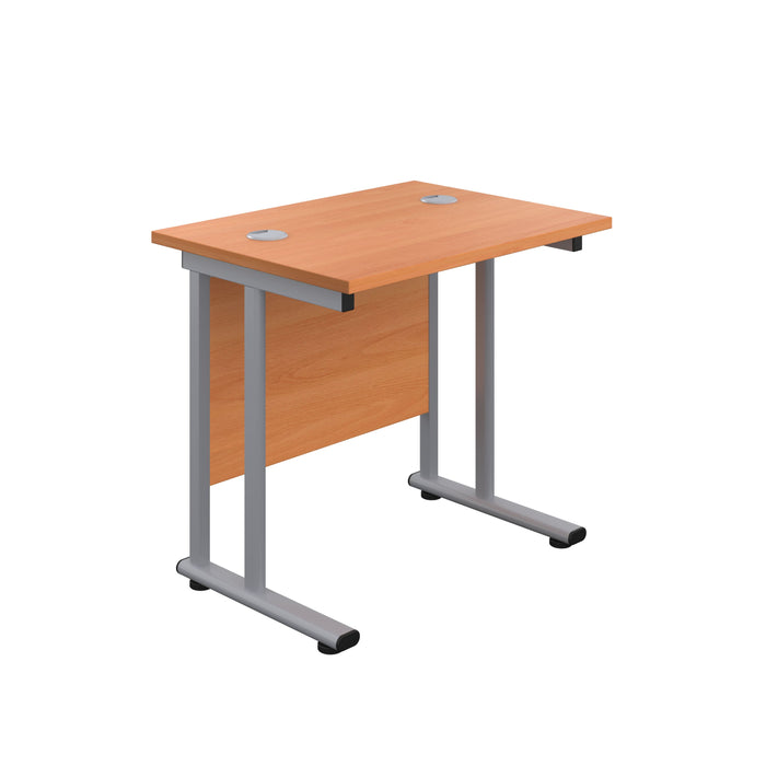 Start Next Day Delivery 600mm Deep Cantilever Office Desk WORKSTATIONS TC Group Beech Silver 800mm x 600mm