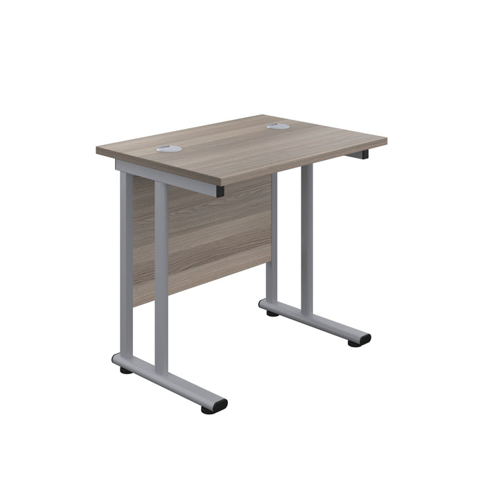 Start Next Day Delivery 600mm Deep Cantilever Office Desk WORKSTATIONS TC Group Grey Oak Silver 800mm x 600mm