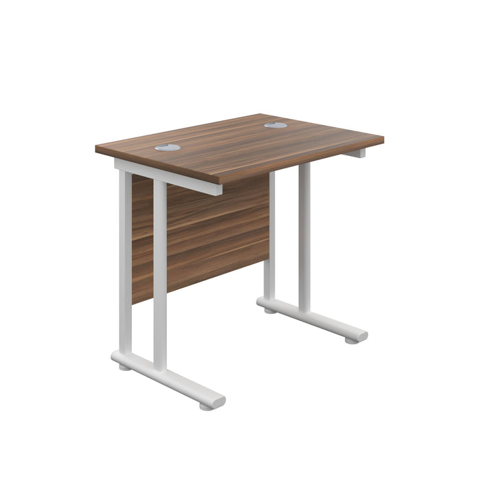 Start Next Day Delivery 600mm Deep Cantilever Office Desk WORKSTATIONS TC Group Walnut White 800mm x 600mm