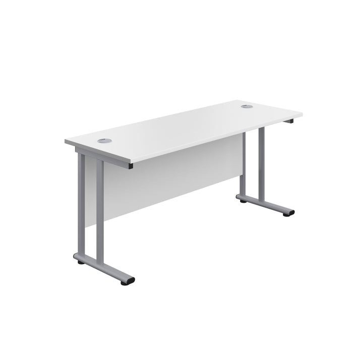 Start Next Day Delivery 600mm Deep Cantilever Office Desk WORKSTATIONS TC Group White Silver 1200mm x 600mm
