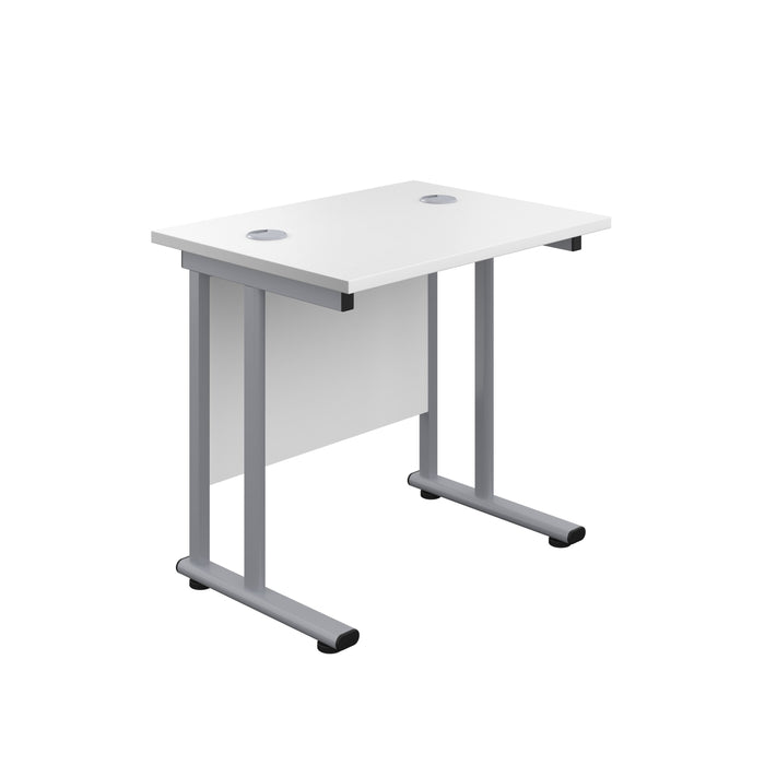 Start Next Day Delivery 600mm Deep Cantilever Office Desk WORKSTATIONS TC Group White Silver 800mm x 600mm