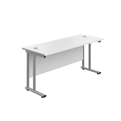 Start Next Day Delivery 600mm Deep White Cantilever Desk WORKSTATIONS TC Group White Silver 1200mm x 600mm
