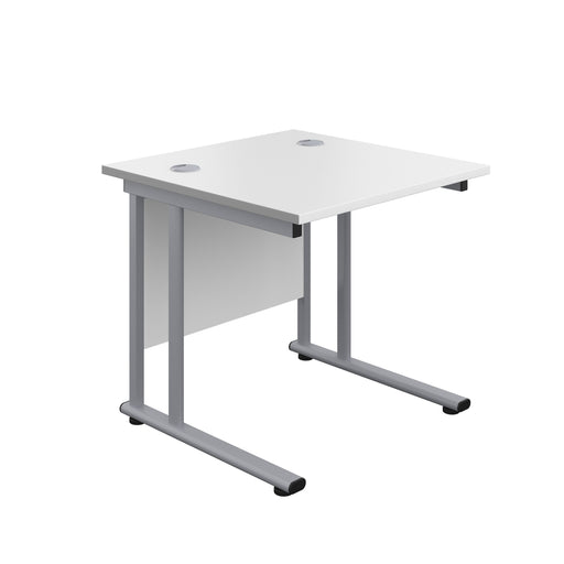 Start Next Day Delivery 600mm Deep White Cantilever Desk WORKSTATIONS TC Group White Silver 800mm x 600mm