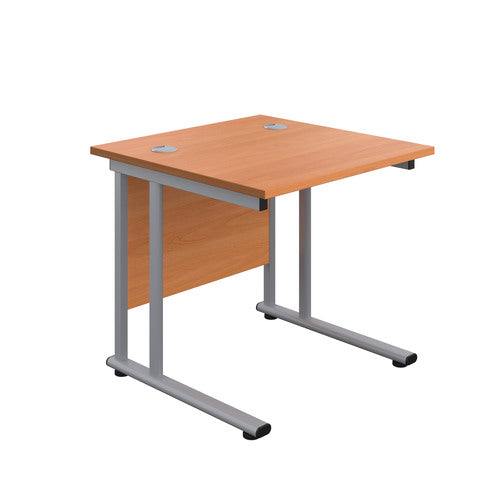 Start Next Day Delivery 800mm Deep Cantilever Desks WORKSTATIONS TC Group Beech Silver 800mm x 800mm