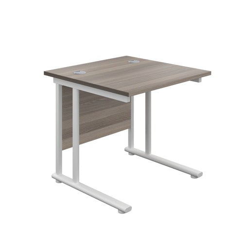 Start Next Day Delivery 800mm Deep Cantilever Office Desks White/White WORKSTATIONS TC Group Grey Oak White 800mm x 800mm