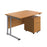 Start Next Day Delivery Cantilever Desk & Two Drawer Pedestal Bundle Rectangular Office Desks TC Group Oak 1200mm x 800mm Silver