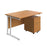 Start Next Day Delivery Cantilever Desk & Two Drawer Pedestal Bundle Rectangular Office Desks TC Group Oak 1200mm x 800mm White