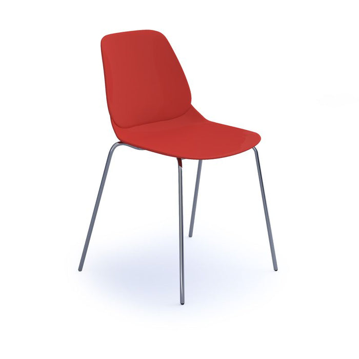 Strut multi-purpose chair with chrome 4 leg frame Seating Dams Red 