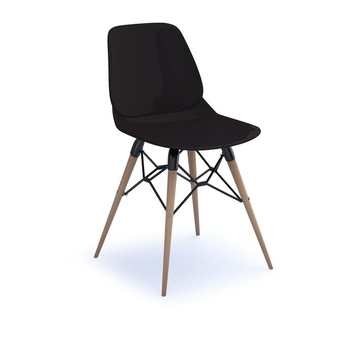 Strut multi-purpose chair with natural oak 4 leg frame and black steel detail Seating Dams Black 