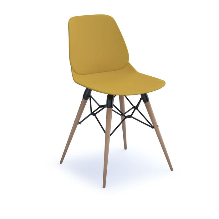 Strut multi-purpose chair with natural oak 4 leg frame and black steel detail Seating Dams Mustard 