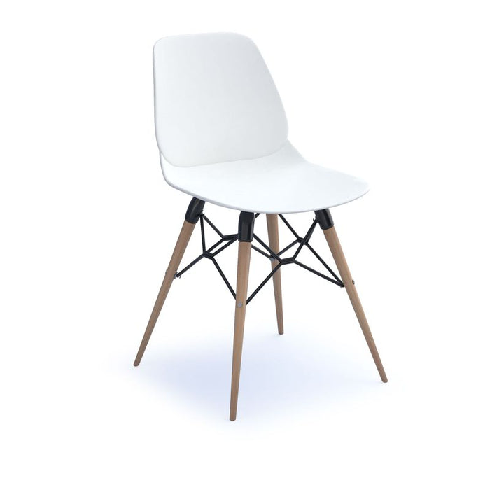 Strut multi-purpose chair with natural oak 4 leg frame and black steel detail Seating Dams White 