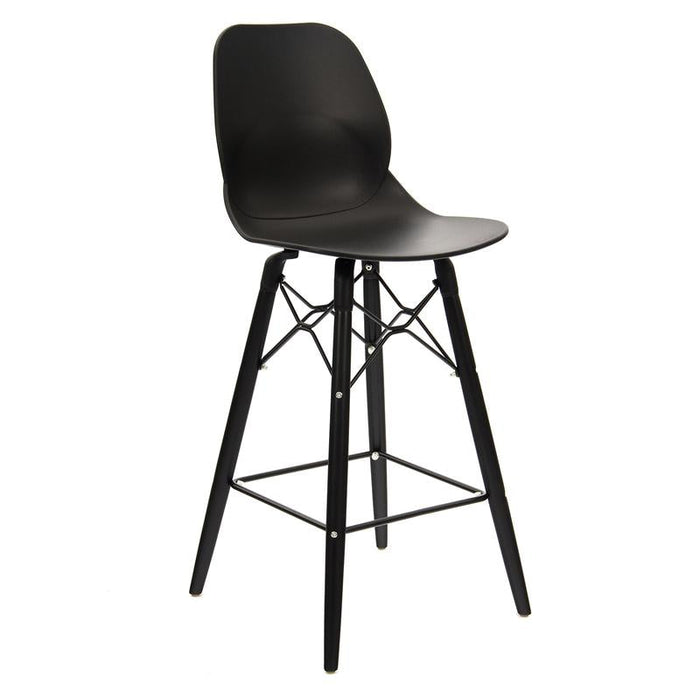 Strut multi-purpose stool with black oak 4 leg frame and black steel detail Seating Dams Black 