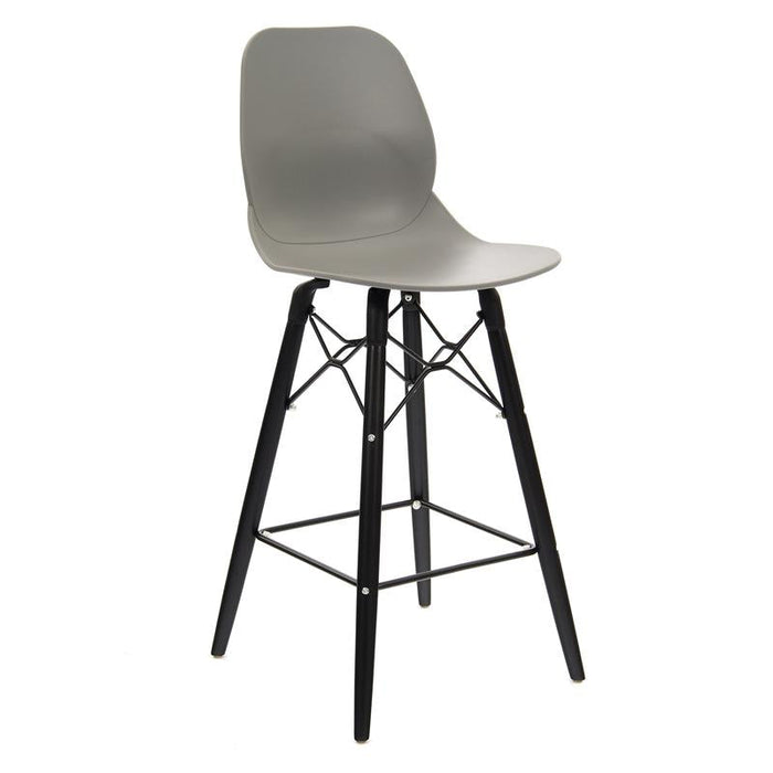 Strut multi-purpose stool with black oak 4 leg frame and black steel detail Seating Dams Grey 