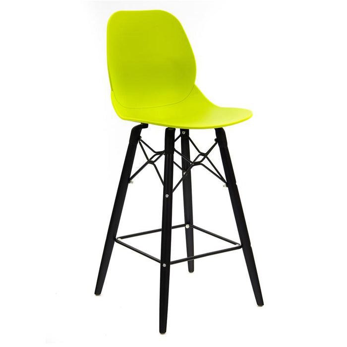 Strut multi-purpose stool with black oak 4 leg frame and black steel detail Seating Dams Light Green 