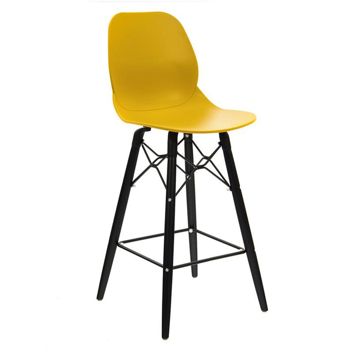 Strut multi-purpose stool with black oak 4 leg frame and black steel detail Seating Dams Mustard 