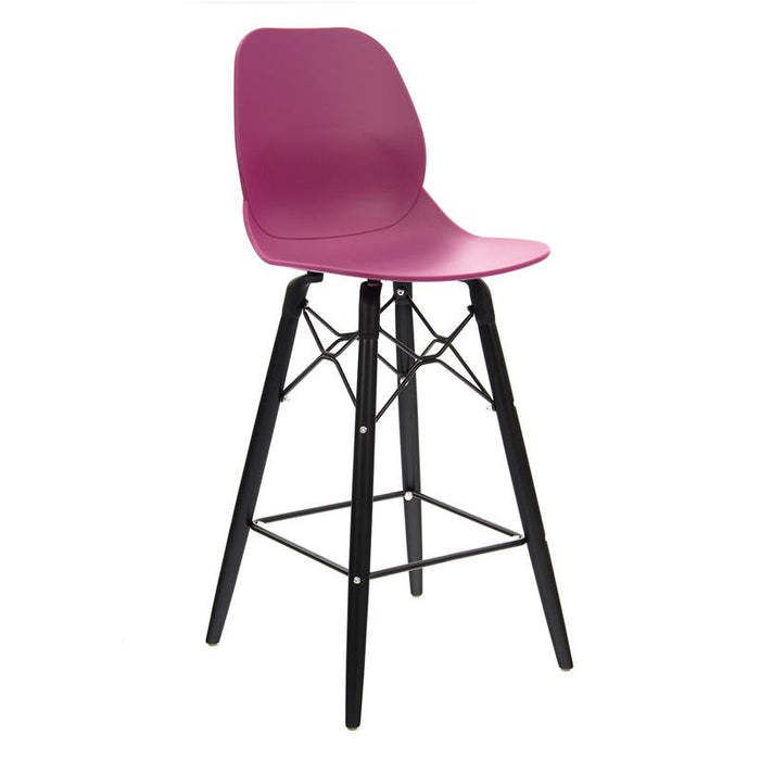 Strut multi-purpose stool with black oak 4 leg frame and black steel detail Seating Dams Plum 