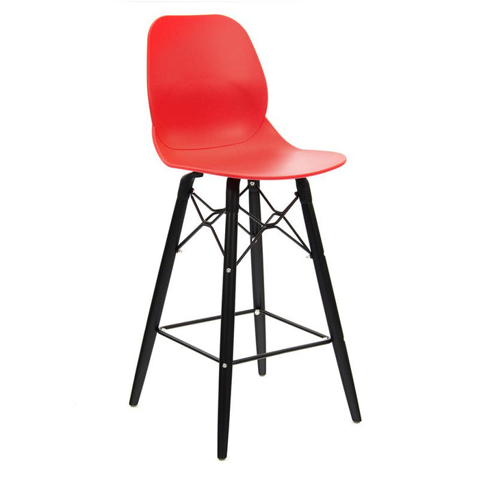 Strut multi-purpose stool with black oak 4 leg frame and black steel detail Seating Dams Red 
