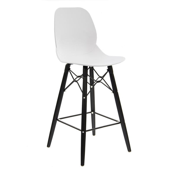 Strut multi-purpose stool with black oak 4 leg frame and black steel detail Seating Dams White 