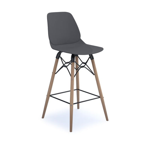 Strut multi-purpose stool with natural oak 4 leg frame and black steel detail Seating Dams Grey 