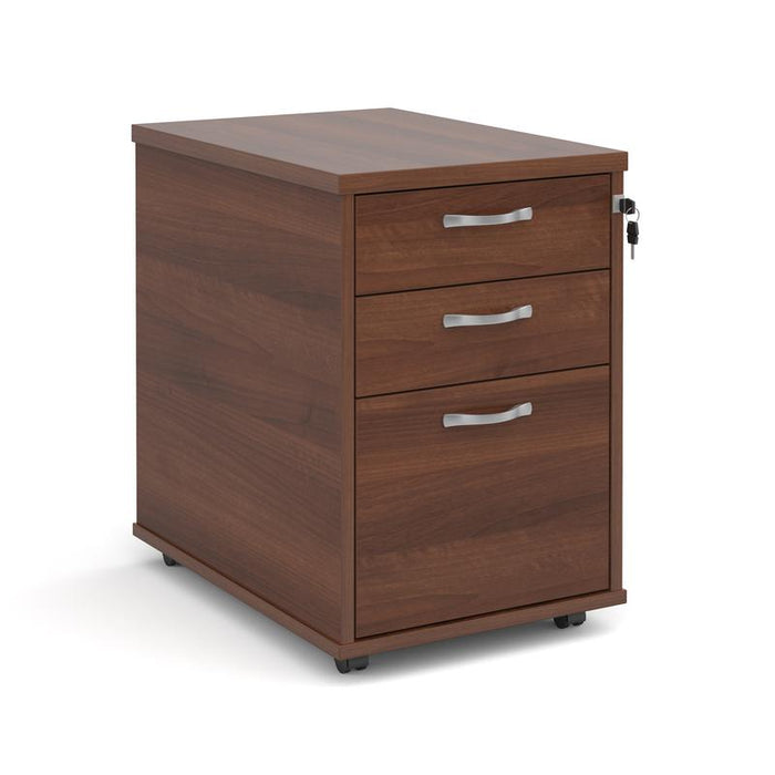Tall mobile 3 drawer pedestal with silver handles 600mm deep Wooden Storage Dams Walnut 