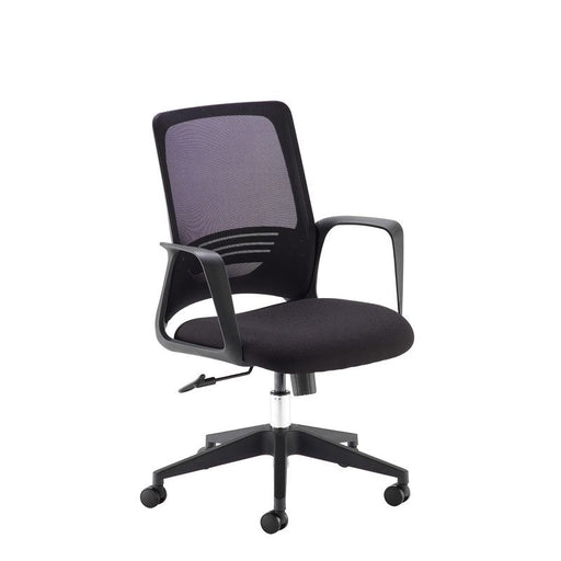 Toto black mesh back operator chair with black fabric seat and black base Seating Dams 