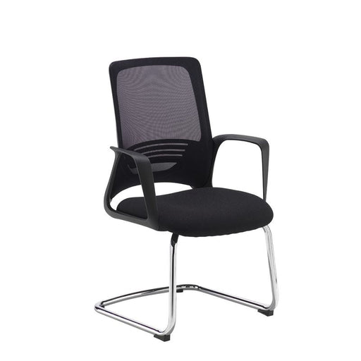 Toto black mesh back visitors chair with black fabric seat and chrome cantilever frame Seating Dams 