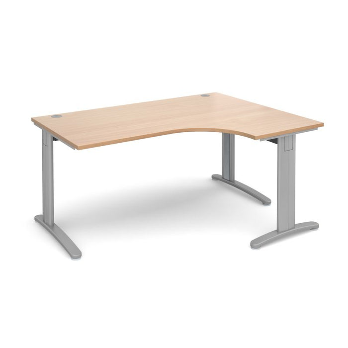 TR10 deluxe right hand ergonomic corner desk Desking Dams Beech Silver 1600mm x 1200mm