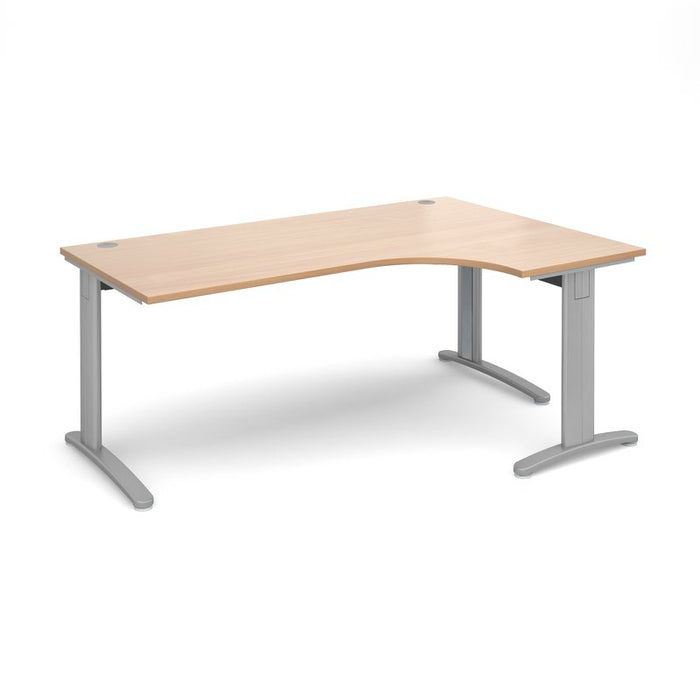 TR10 deluxe right hand ergonomic corner desk Desking Dams Beech Silver 1800mm x 1200mm