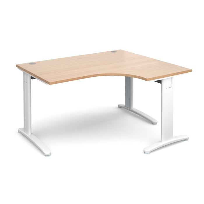 TR10 deluxe right hand ergonomic corner desk Desking Dams Beech White 1400mm x 1200mm