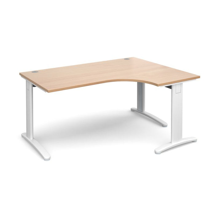 TR10 deluxe right hand ergonomic corner desk Desking Dams Beech White 1600mm x 1200mm