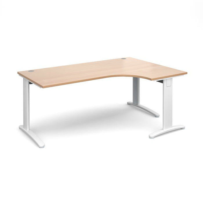 TR10 deluxe right hand ergonomic corner desk Desking Dams Beech White 1800mm x 1200mm