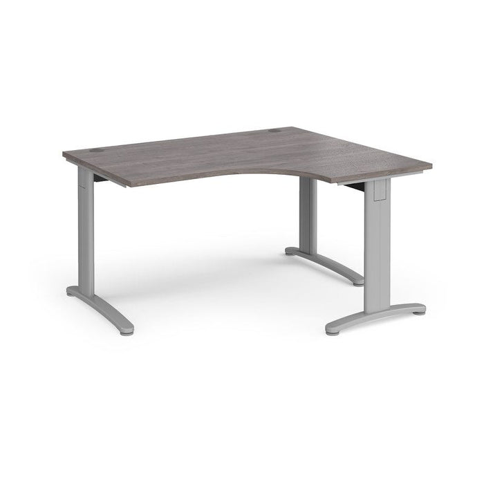 TR10 deluxe right hand ergonomic corner desk Desking Dams Grey Oak Silver 1400mm x 1200mm