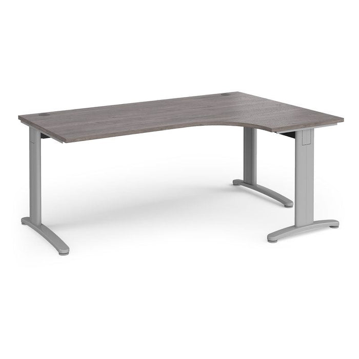 TR10 deluxe right hand ergonomic corner desk Desking Dams Grey Oak Silver 1800mm x 1200mm
