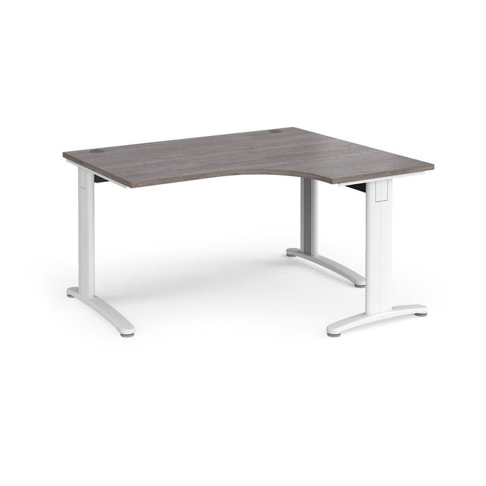 TR10 deluxe right hand ergonomic corner desk Desking Dams Grey Oak White 1400mm x 1200mm