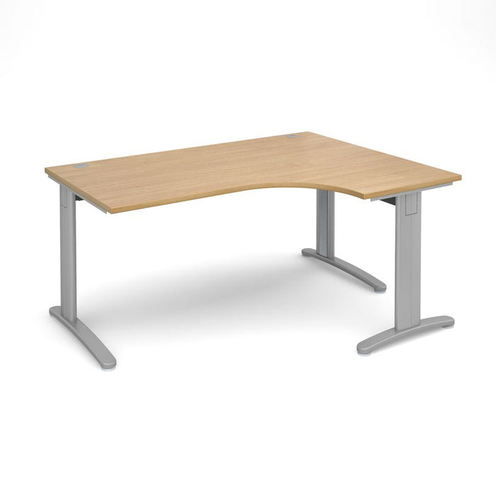 TR10 deluxe right hand ergonomic corner desk Desking Dams Oak Silver 1600mm x 1200mm