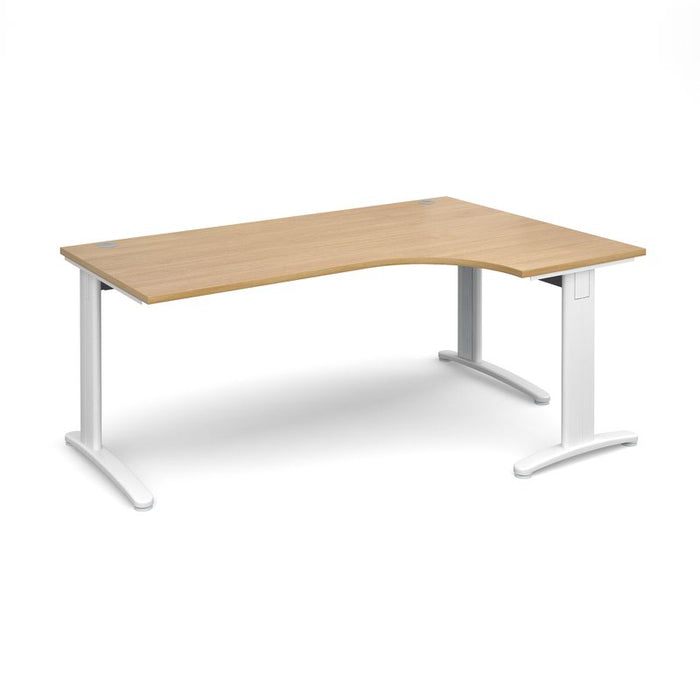 TR10 deluxe right hand ergonomic corner desk Desking Dams Oak White 1800mm x 1200mm